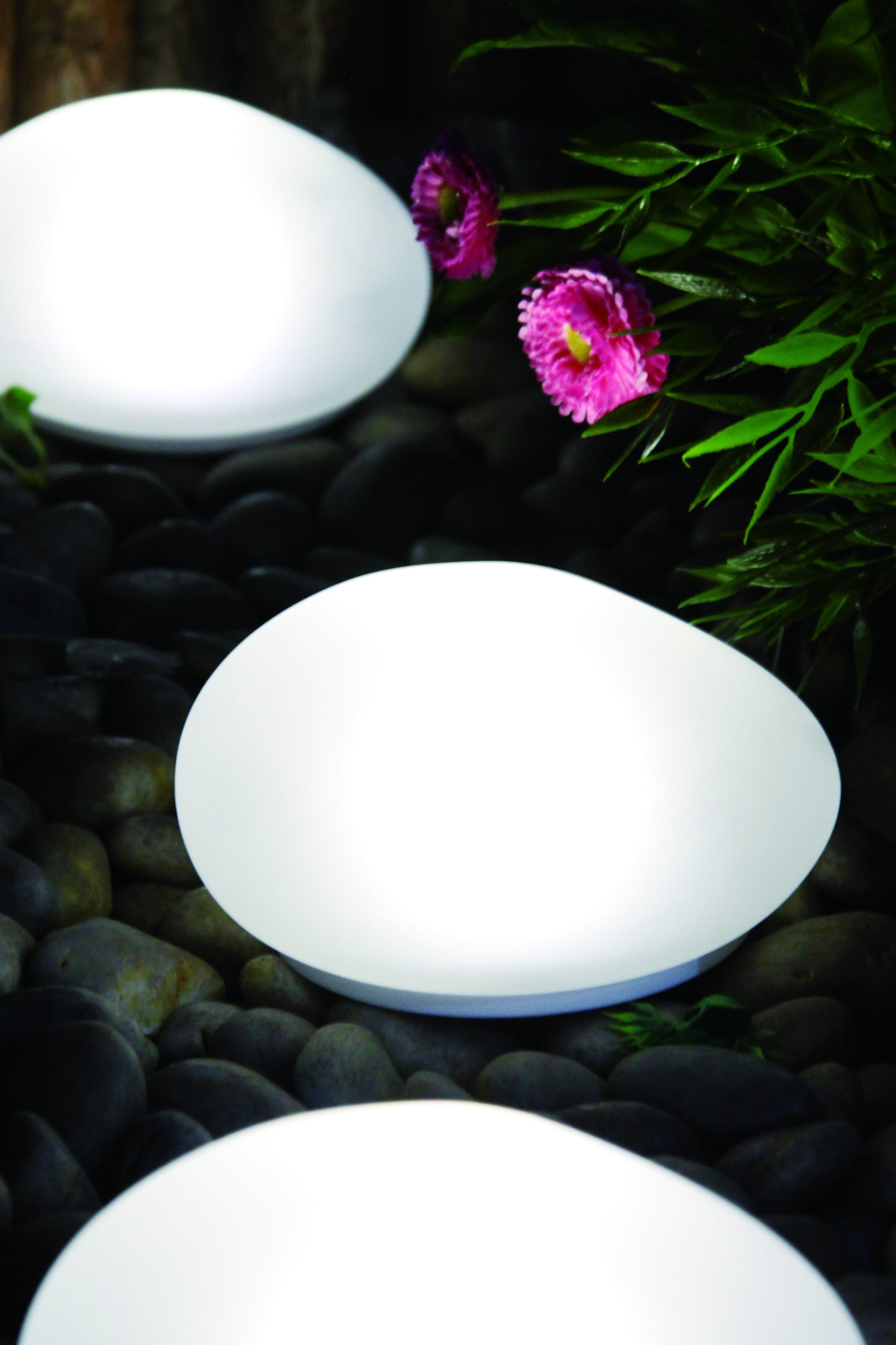 Color Changing Led Ceramic Stone Solar Powered Light Table Garden