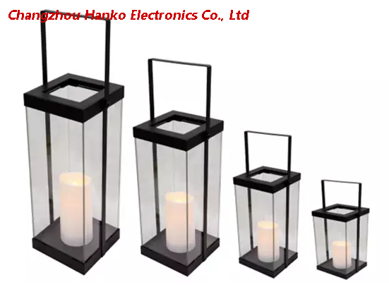 Solar Powered Metal Antique Glass Lantern Mini Size