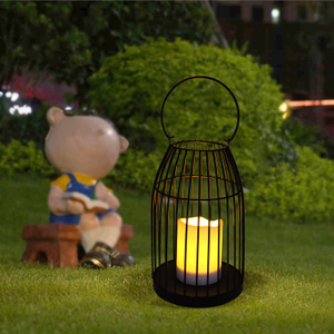 Solar Powered Iron Lantern-LED Garden Decorative Lights Outdoor