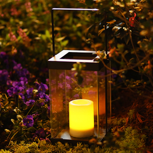 Solar Powered Metal Antique Glass Lantern - Mini Size-solar Outdoor LED Garden Decorative Lights