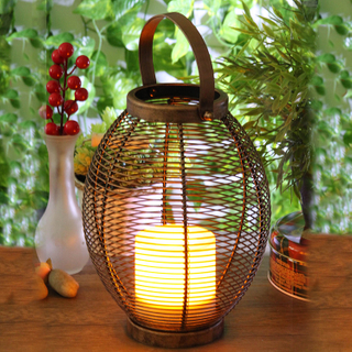 Solar Outdoor Powered Antique Metal Lantern Vase Shape - Large Size--LED Candle Garden Decorative Lights
