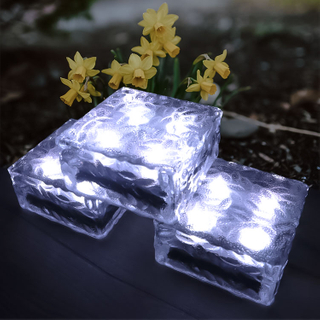 Solar Outdoor Glass Brick Light LED Garden Decorative Crystal Stone