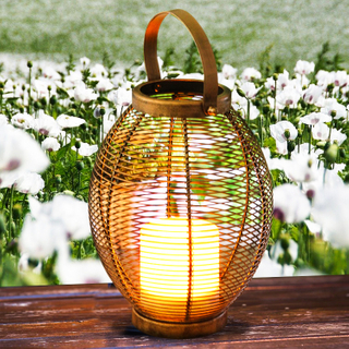 Solar Powered Metal Lantern Vase Shape - Small Size--LED Garden Decorative Lights Outdoor
