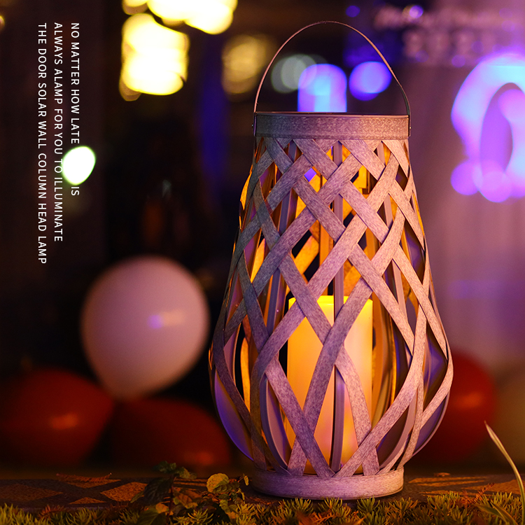 Waterproof solar cross-weaving decorative hand-woven lantern light